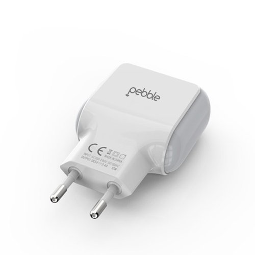 Pebble Dual USB Smart Wall Charger - White